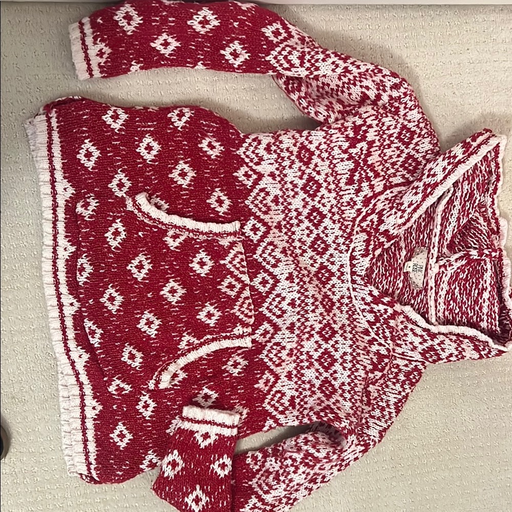 Pink Rose Red and White Cowl Neck Sweater